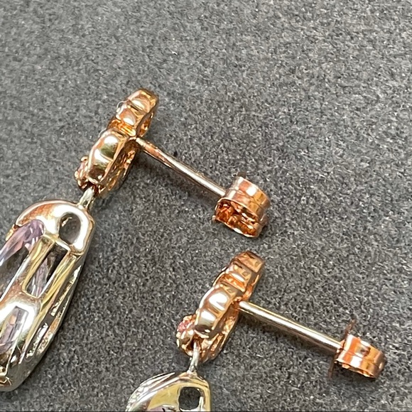 Purple Amethyst & Rose Gold Earrings - Picture 3 of 12